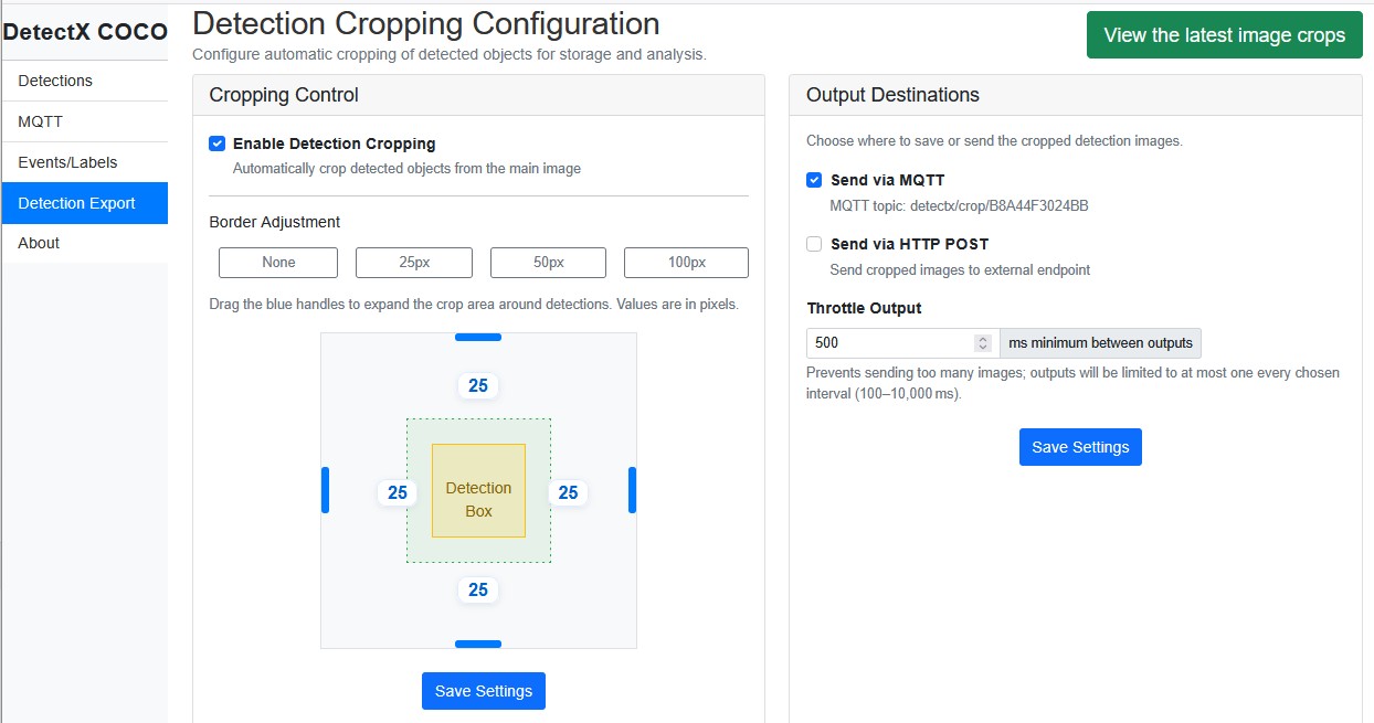 Detection Export Page