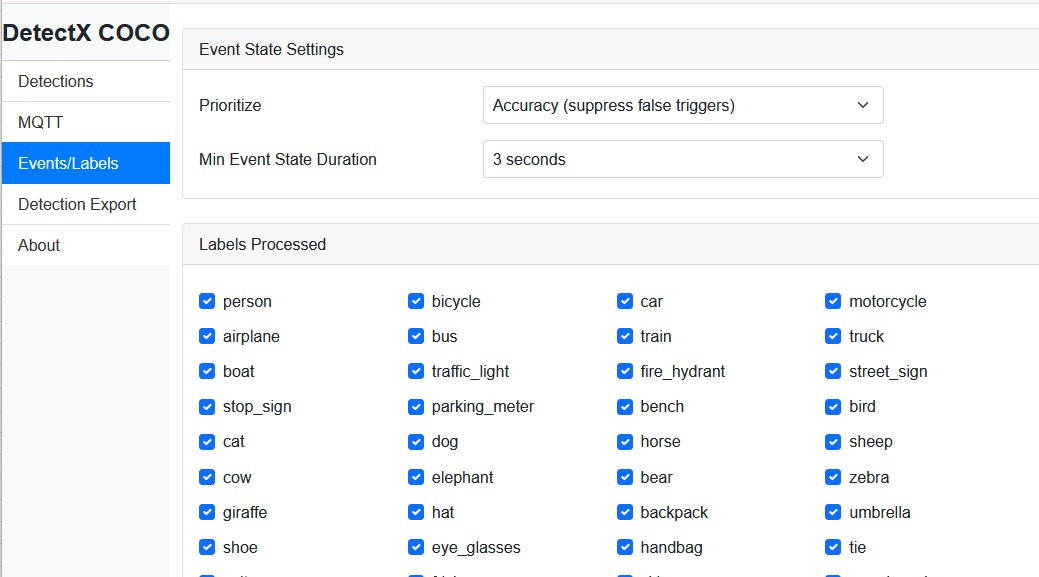 Detection Export Page